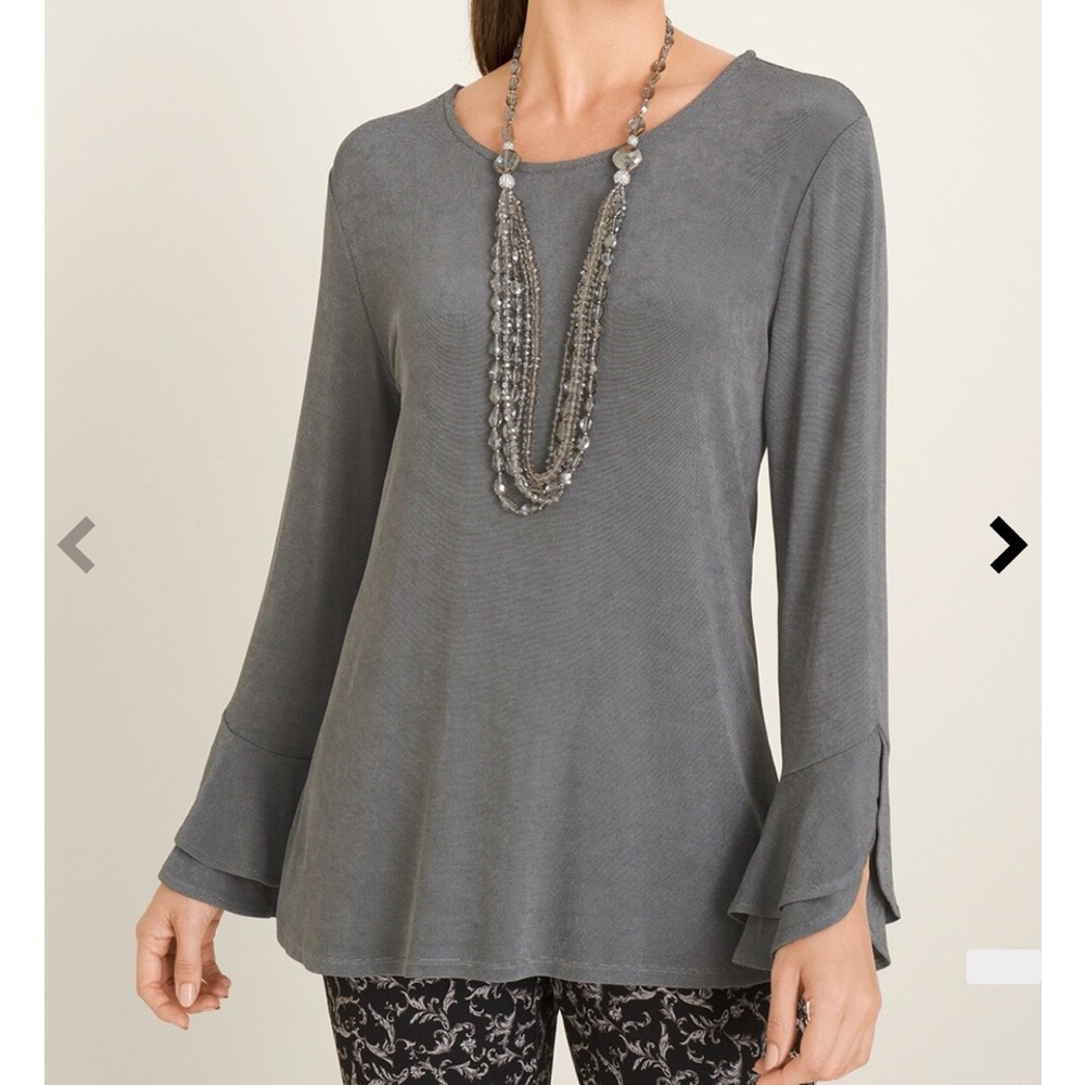 Chico's Charcoal Flow Tunic & Wide-Leg Pants Set - Picture 3 of 15